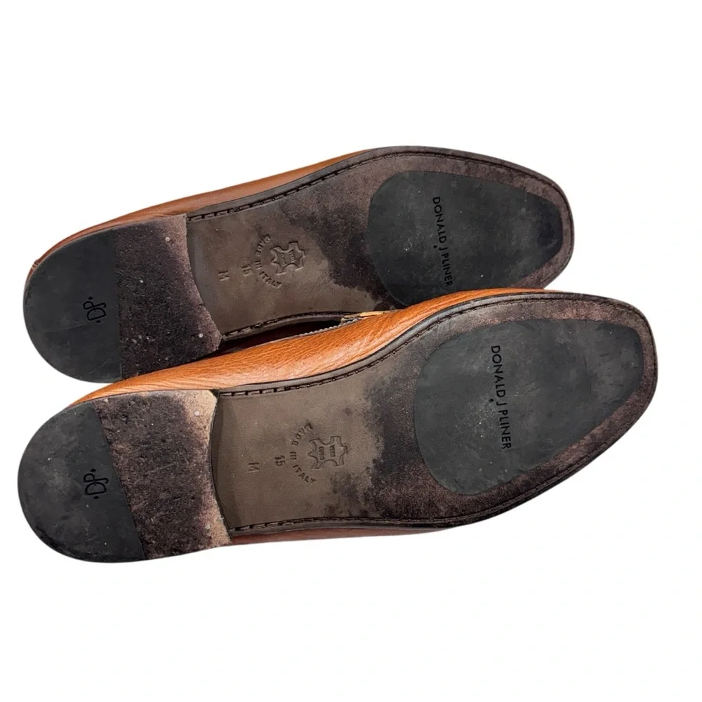 Donald Pliner Dione Men’s Loafers Tan Leather Sz 15